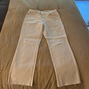 J Crew White Denim with Raw Hem Size 26